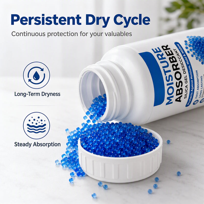 🥳2026 HOT SALE🥳💞50K+ SOLD! 💧🛡️ Silica Moisture Absorber Beads – rapid moisture capture, odorless & safe. 100g compact bottle for closets, electronics & storage! 🏠✅