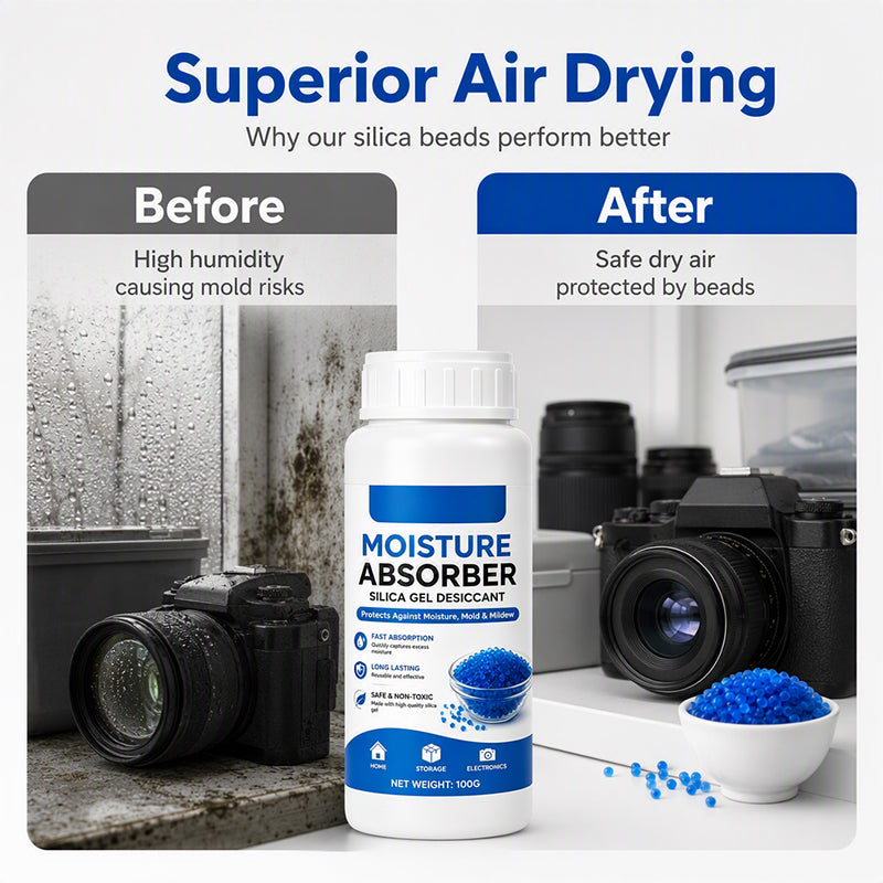 🥳2026 HOT SALE🥳💞50K+ SOLD! 💧🛡️ Silica Moisture Absorber Beads – rapid moisture capture, odorless & safe. 100g compact bottle for closets, electronics & storage! 🏠✅