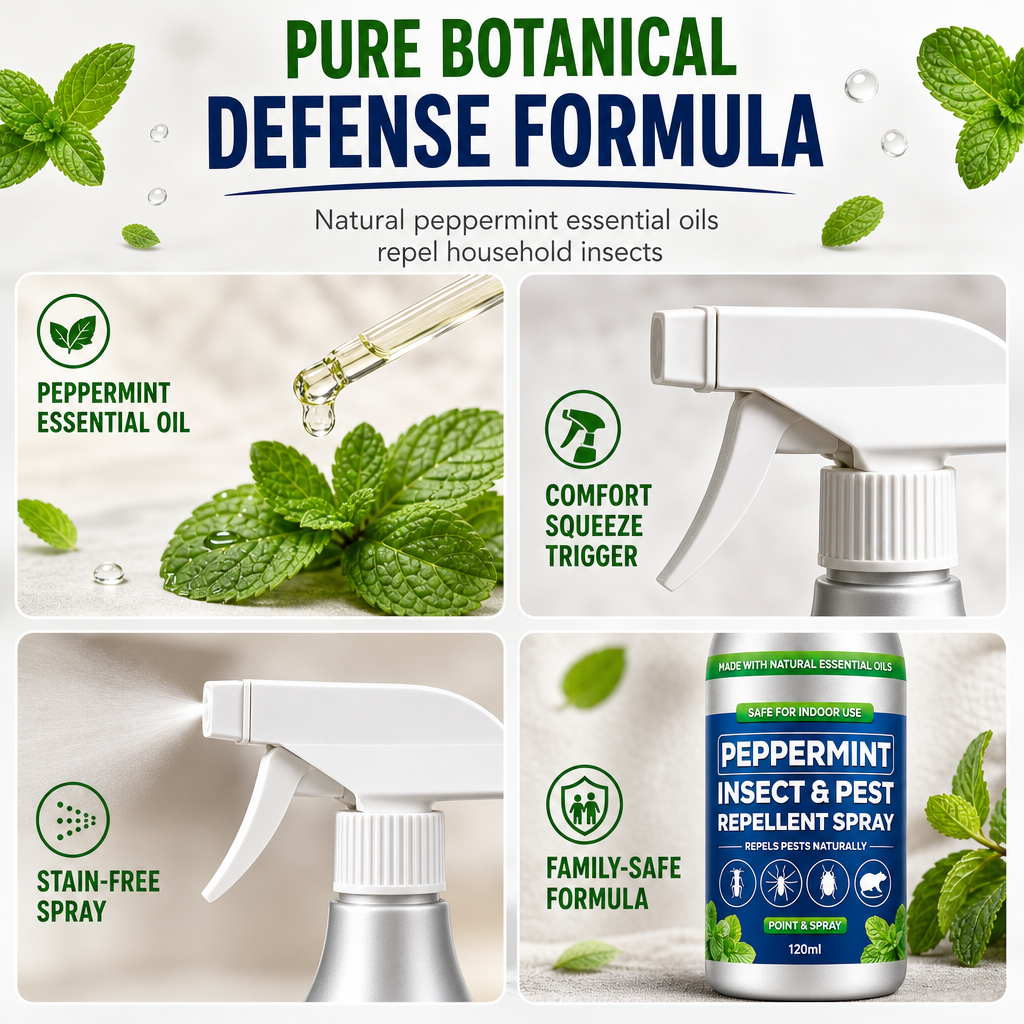 Household Peppermint Scented Insect Repellent Spray 120ml for Ants Spiders and Cockroaches in Kitchens and Window Gaps