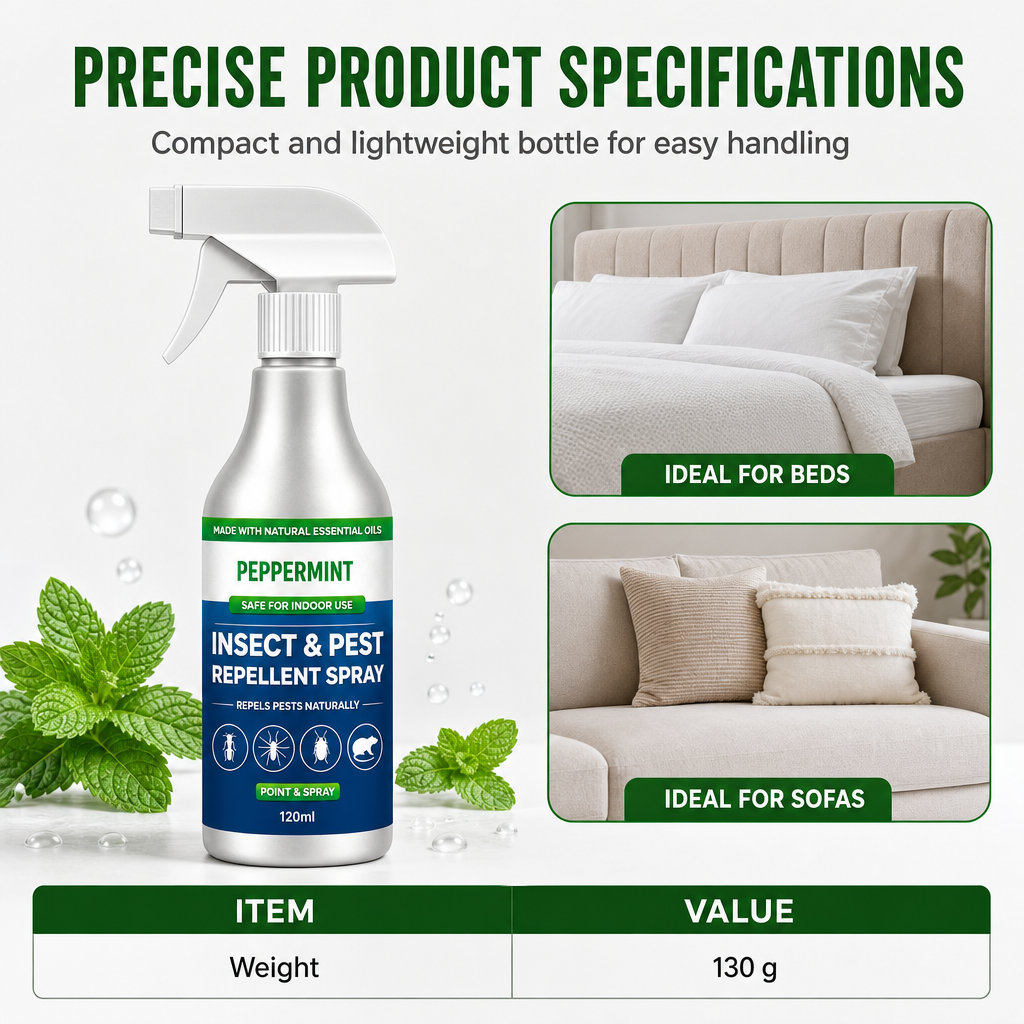 Household Peppermint Scented Insect Repellent Spray 120ml for Ants Spiders and Cockroaches in Kitchens and Window Gaps