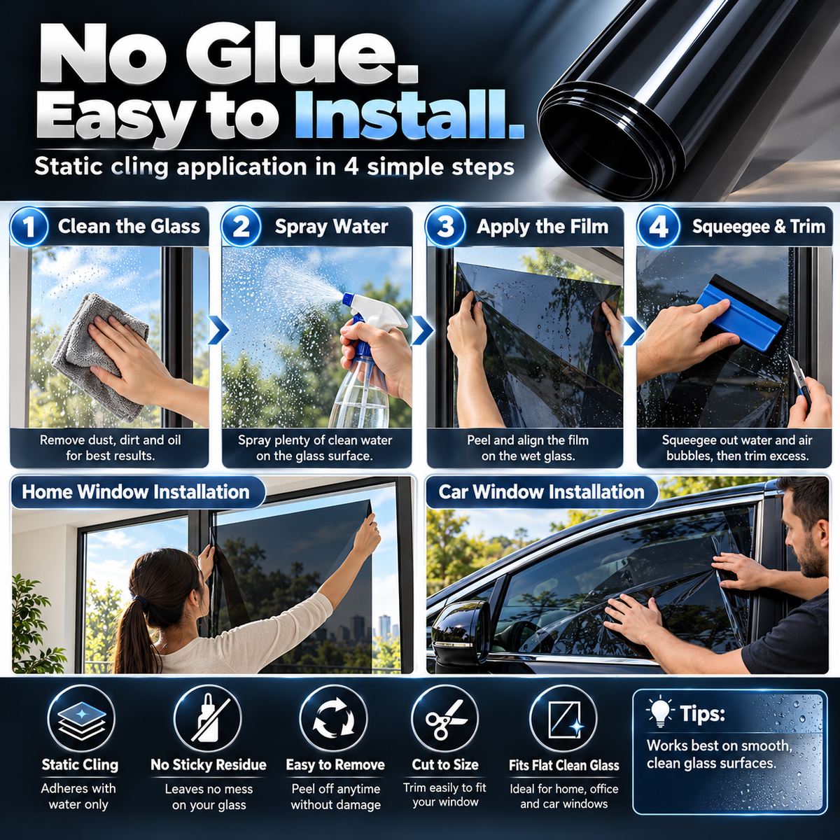 Multi-Purpose Scratch-Resistant Window Tint Film