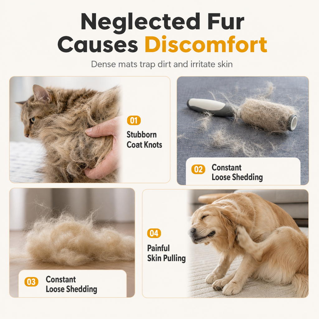 Pet Dematting Comb and Deshedding Grooming Brush for Dogs and Cats
