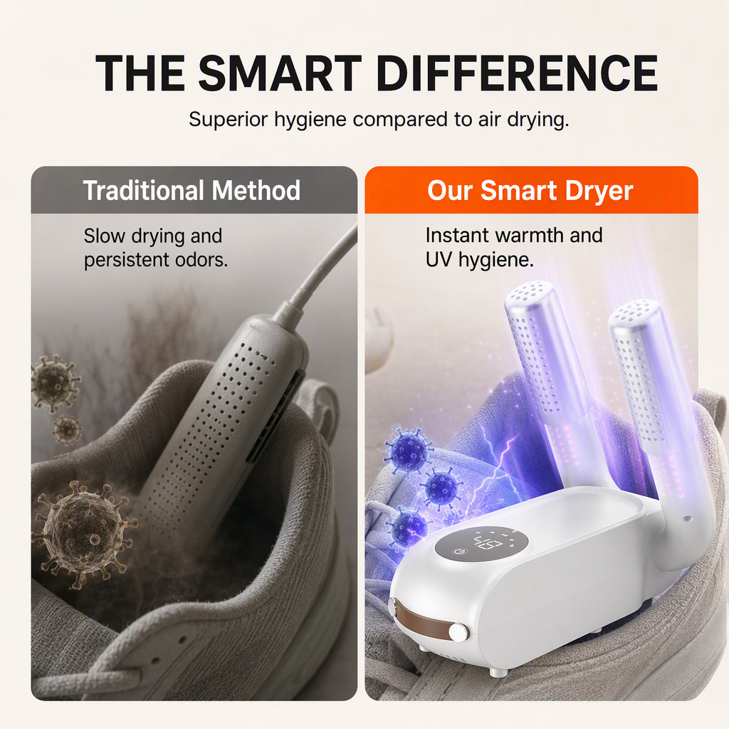Foldable Shoe Dryer with Smart Timer and UV Light