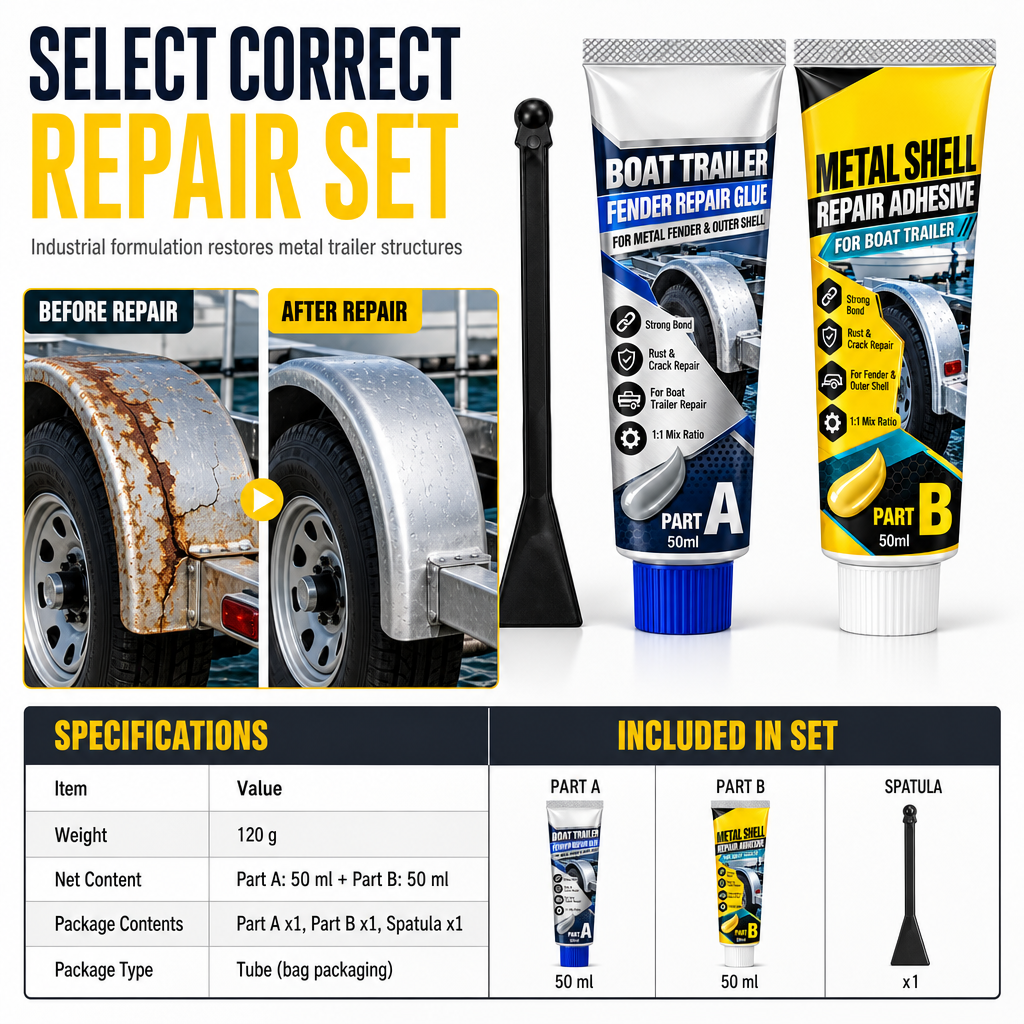 Boat Trailer Metal Repair Glue Two Component AB Adhesive Kit for Gap Repair with Brush