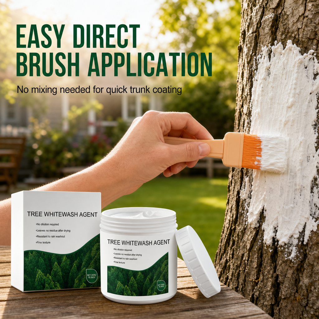 Tree Trunk Whitewash Protective Set 300g with Brush for Frost and Insect Protection on Roadside Trees