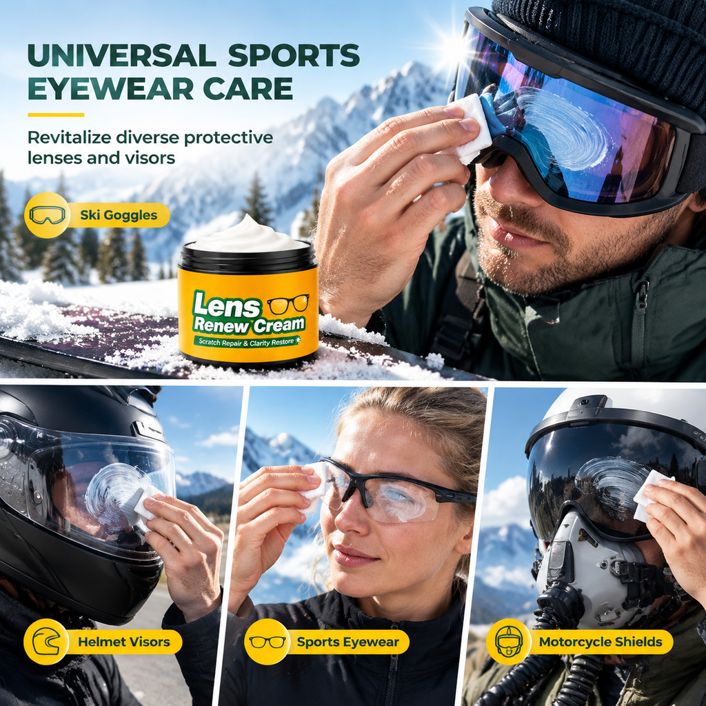 Lens Scratch Repair Cream Set with Sponge for Glasses Goggles Face Shields and Helmet Visors