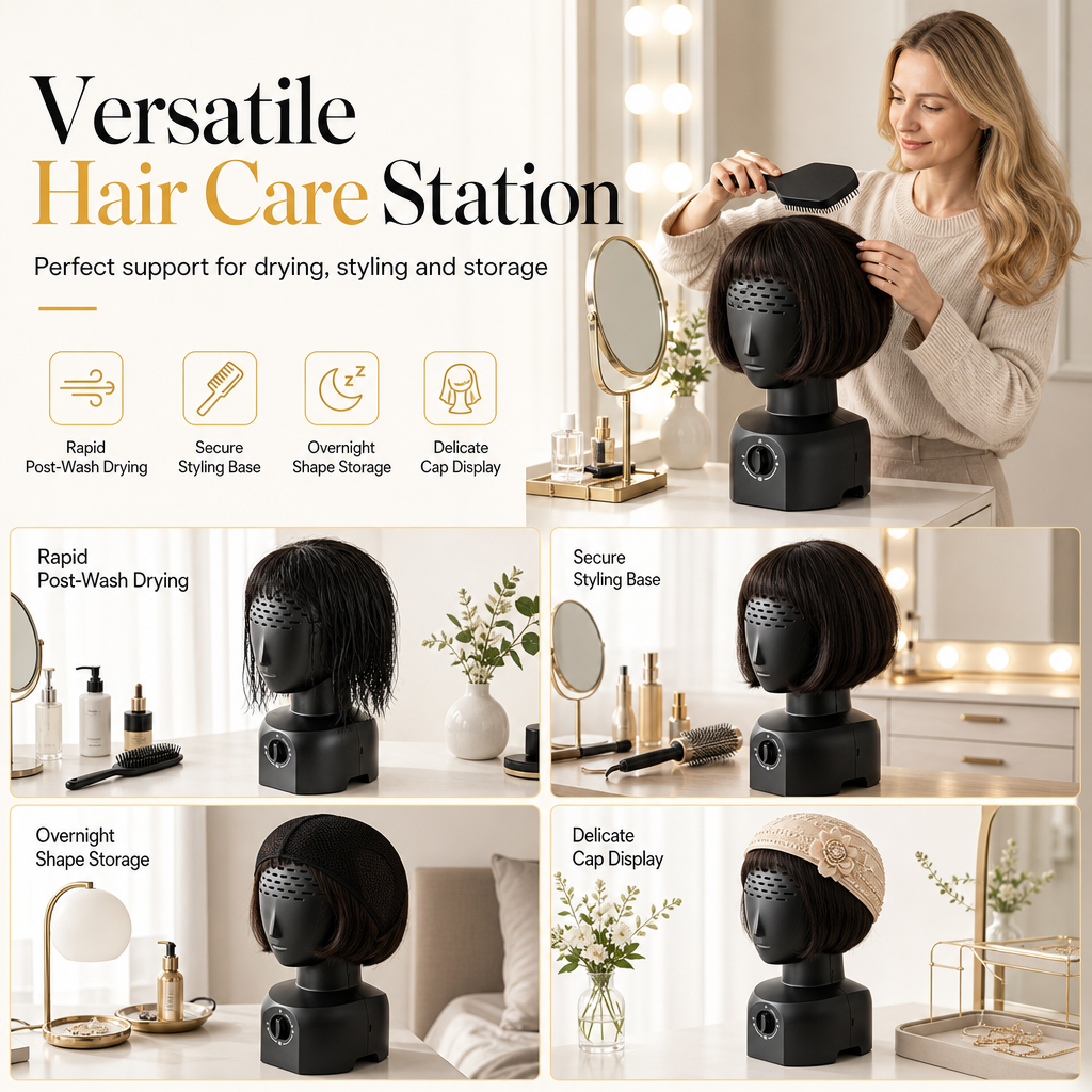 Mannequin Head Wig Dryer Stand with Hair Dryer Holder