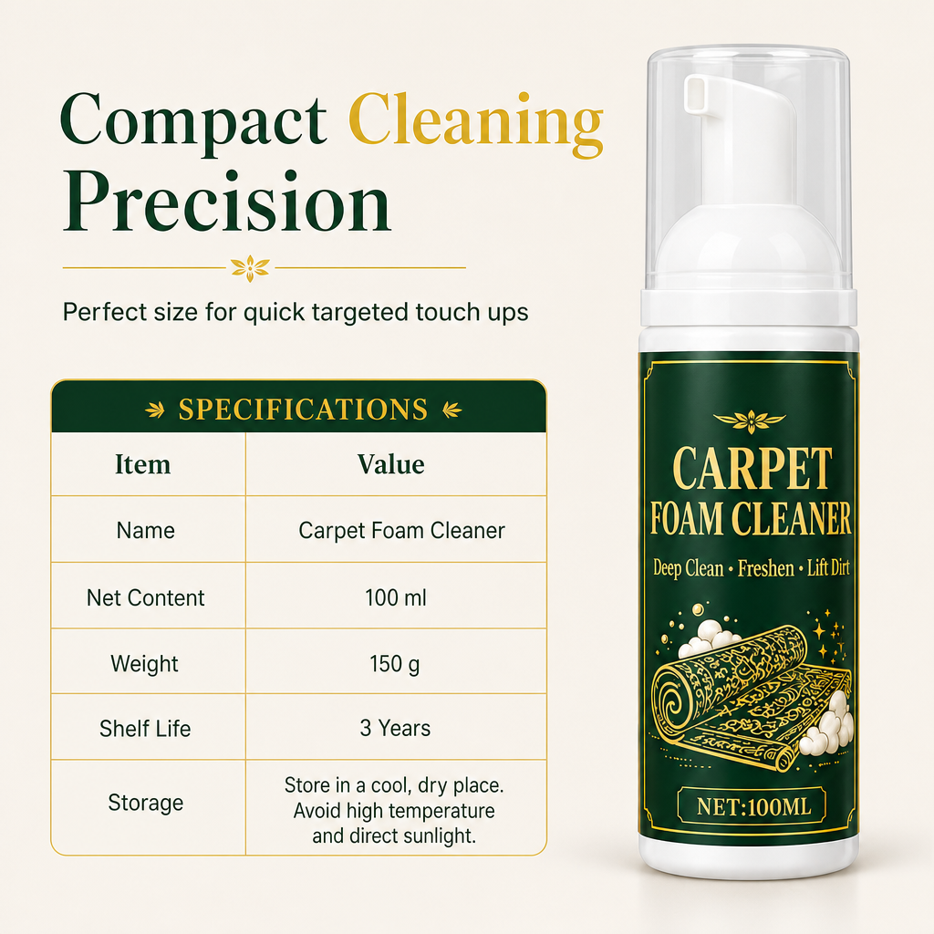 No-Rinse Carpet Stain and Oil Remover Foam Cleaner