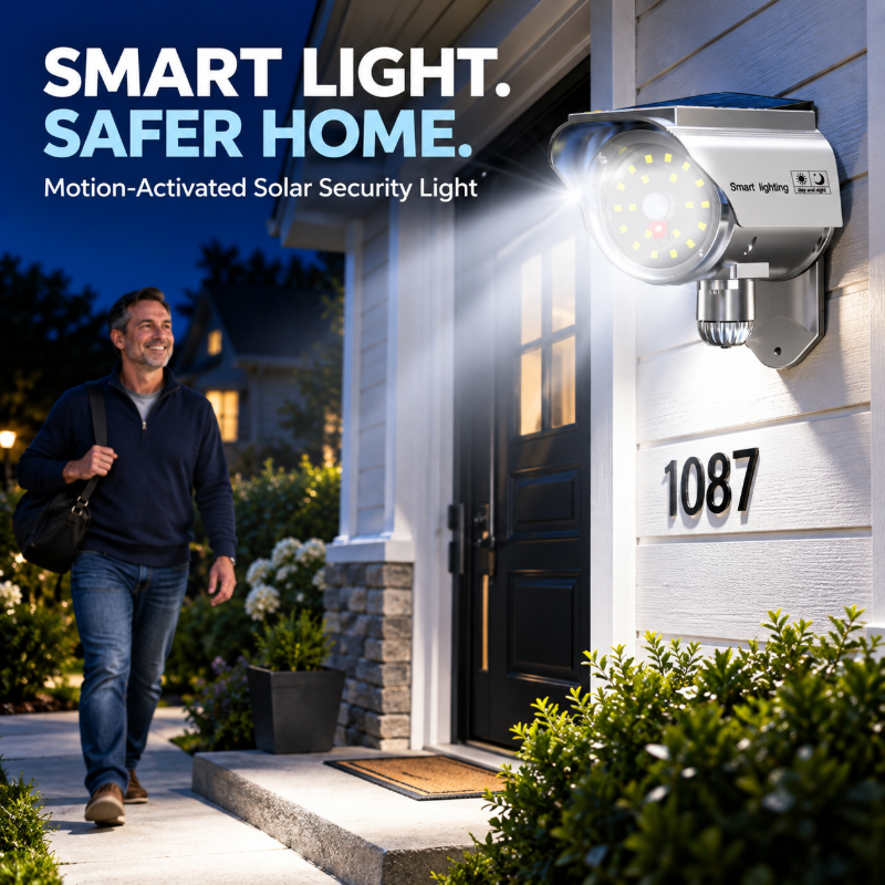 Solar Motion Sensor Security Light with Voice Alarm