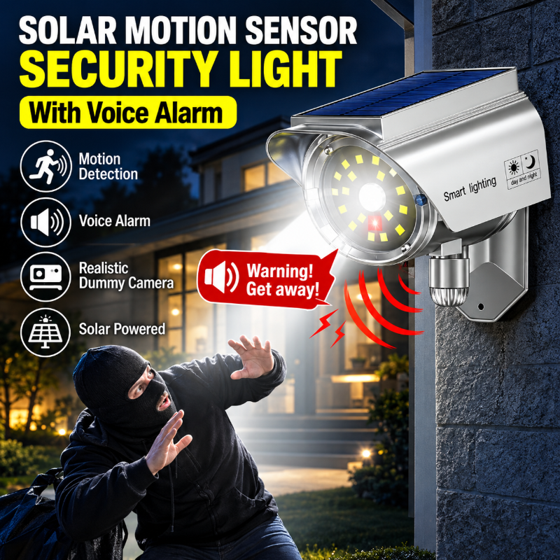 Solar Motion Sensor Security Light with Voice Alarm