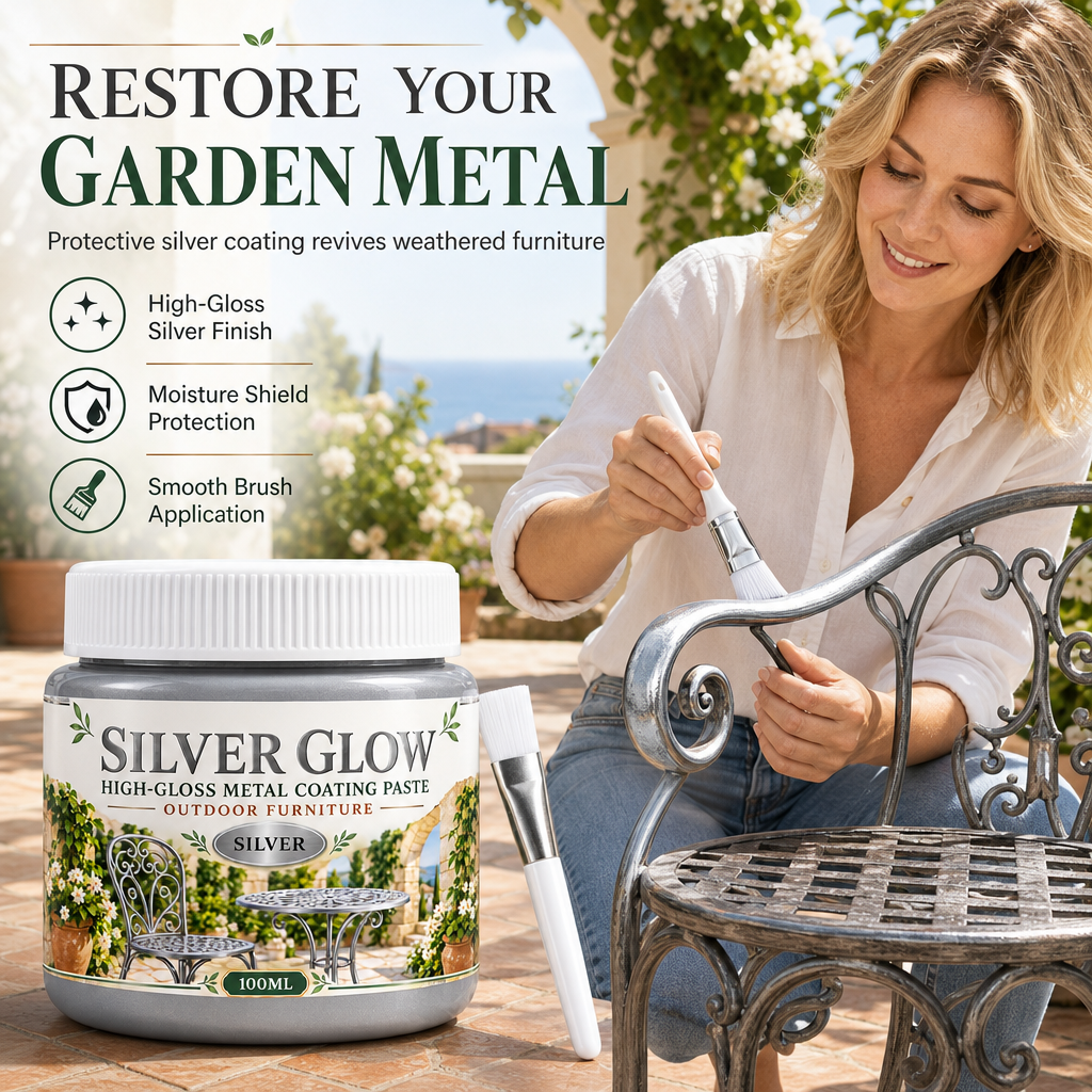 Silver Metal Touch Up Paste with Brush for Outdoor Furniture
