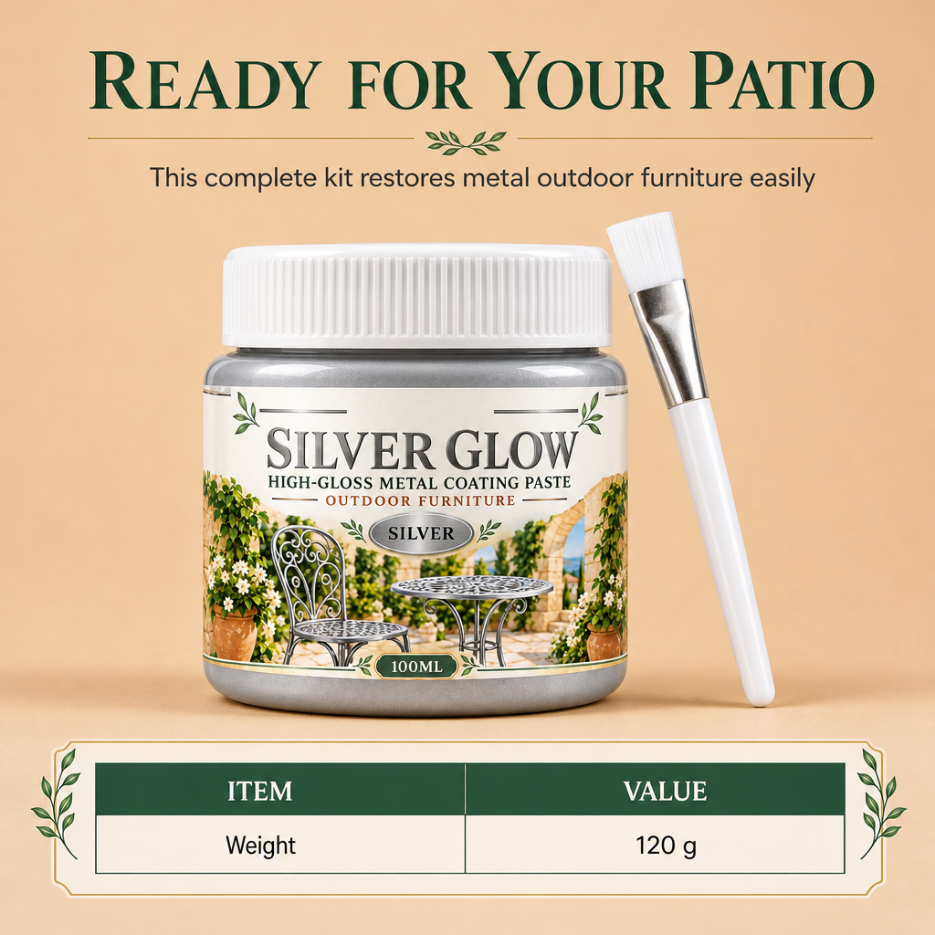 Silver Metal Touch Up Paste with Brush for Outdoor Furniture