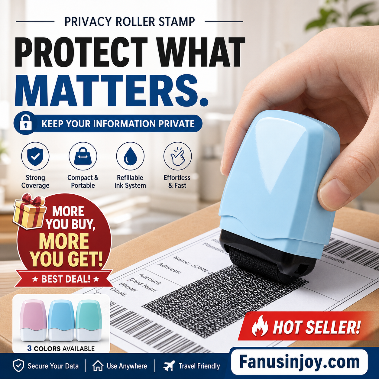 ⏳Limited-time 50% off⏰Protect your privacy easily and effectively! Privacy Protection Roller Stamp👣