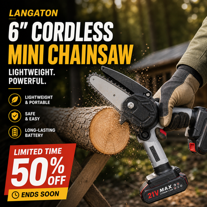 6-inch Cordless Mini Chainsaw with 2 Batteries