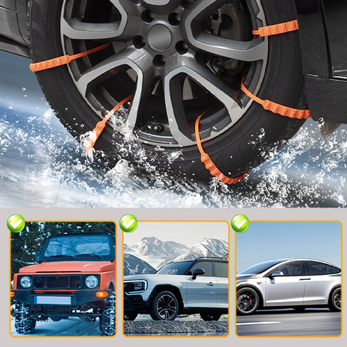 🥳2026 HOT SALE🥳💞50K+ SOLD! 🚗❄️ 50% OFF! Car Anti-Slip Tire Chains – 90-second install, heavy-duty grip, universal fit 18-32", reusable nylon. Safe winter driving! 🛡️💪