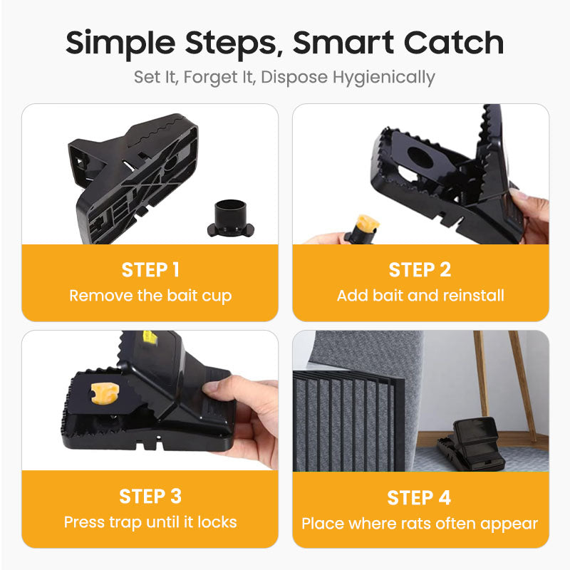 🐀 BUY 1 - GET 1 FREE! ✨ Reusable Rat Trap - Highly Sensitive Trigger, Safe for Children/Pets, Eco-Friendly Design 🏡🔧