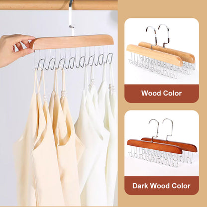 Wooden Belt Hanger for Closet with 8 Hooks