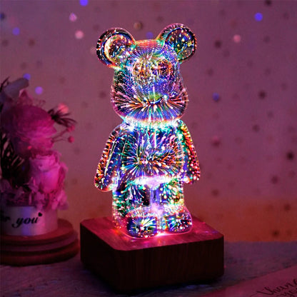 ?49% OFF?3D Firework Bear Colorful Bear Decor Light Gift for Him or Her