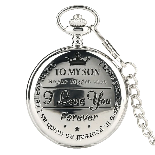 To My Son Quartz Pocket Chain Watch