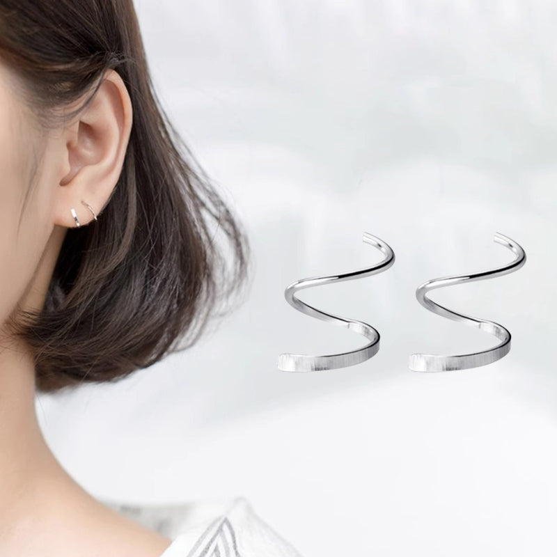 [ideal gift for her ]  Minimalist Geometric Spiral Hoop Earrings