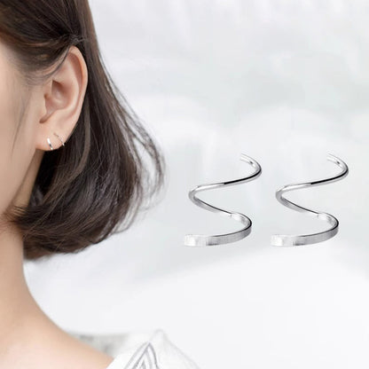 [ideal gift for her ]  Minimalist Geometric Spiral Hoop Earrings