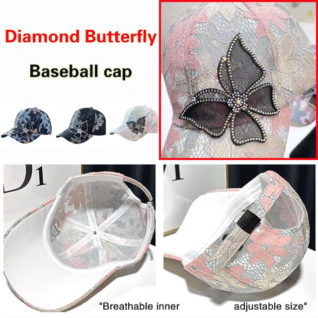 Mesh Diamond Butterfly Baseball Cap